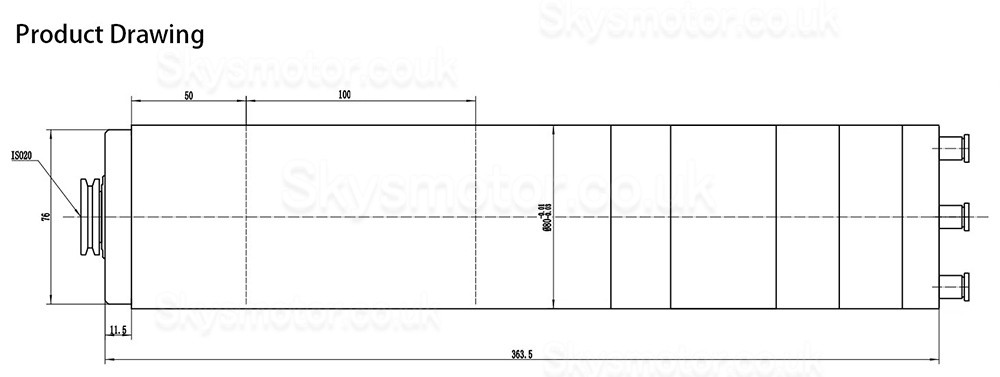 2.2KW 220V/380V Water Cooled ATC (Automatic Tool Change) Spindle Motor JGL80-20-24Z/2.2 0.88Nm 24,000 RPM ISO20